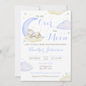 Über der Moon Boy Bear Babydusche Einladung (Vorderseite)