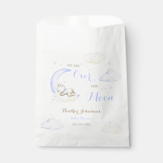 Über der Moon Boy Bear Babydusche Geschenktütchen (Vorderseite)