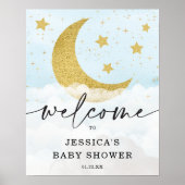 Über der Moon Boy Blue Baby Dusche Empfang Poster (Vorne)