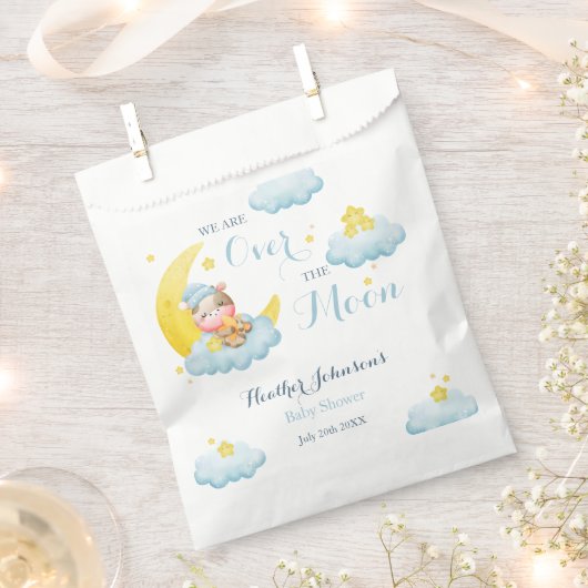 Über der Moon Boy Cow Babydusche Geschenktütchen (Ausgeschnitten)