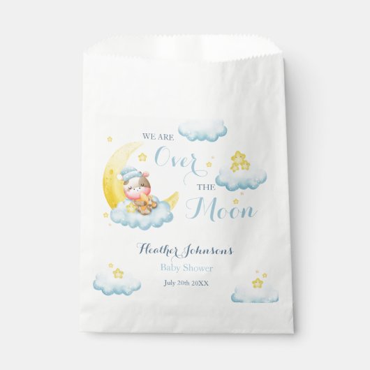 Über der Moon Boy Cow Babydusche Geschenktütchen (Vorderseite)