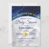 Über der Moon Space Babydusche Einladung (Vorderseite)