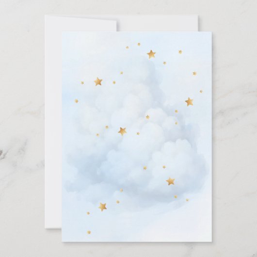 Über der Moon Stars Airplane Blue Baby Boy Dusche Einladung (Rückseite)