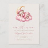Über der Moon Teddy Bär Pink Girl Baby Dusche Postkarte (Vorderseite)
