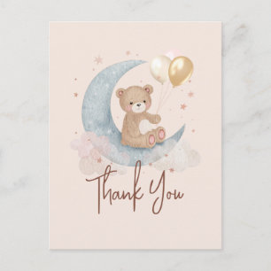 Über der Moon Teddy Bear Baby Dusche Danke Postkarte