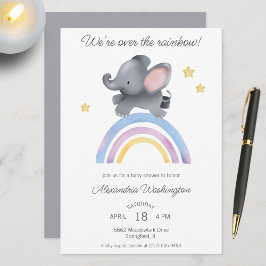 Über der Rainbow Elephant Babydusche Einladung
