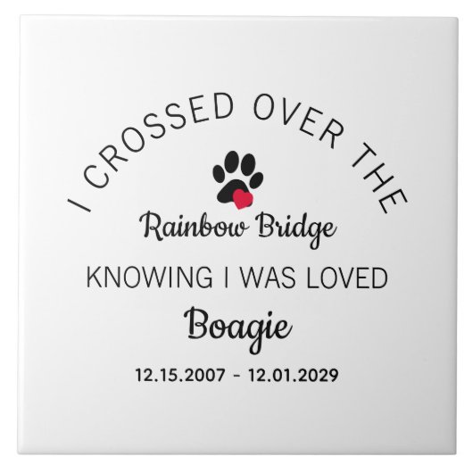 Über der Regenbogenbrücke Benutzerdefiniertes weiß Fliese (Vorderseite)