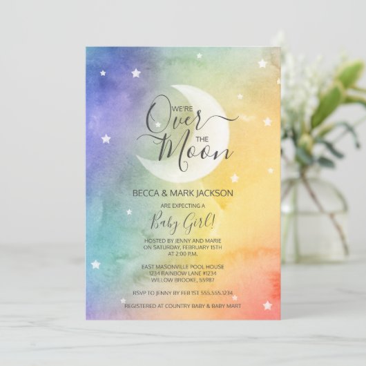 Über der Regenbogendusche des Mondes Einladung (Stehend Vorderseite)