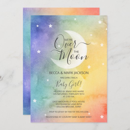 Über der Regenbogendusche des Mondes Einladung (Vorne/Hinten)