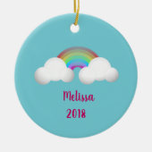 Über der Regenbogenmädchenverzierung Keramikornament (Vorne)