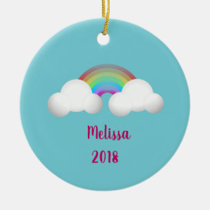 Über der Regenbogenmädchenverzierung Keramikornament