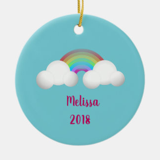 Über der Regenbogenmädchenverzierung Keramikornament