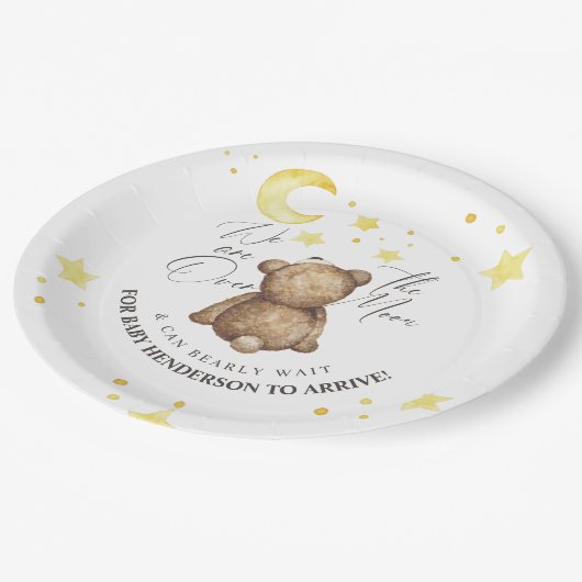 Über der Teddy-Bärendusche Pappteller (Schrägansicht)