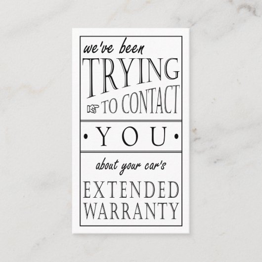 Über die erweiterte Garantie Ihres Autos Visitenkarte (Vorderseite)