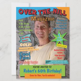 Über die Hill Birthday Party Magazine Cover laden Einladung