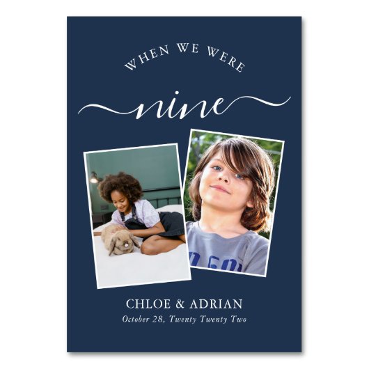 Über die Jahre paare Foto Hochzeit modern Tischnummer (Vorderseite)