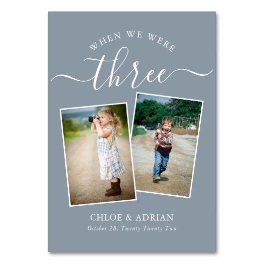 Über die Jahre paare Foto Hochzeit modern Tischnummer (Vorderseite)