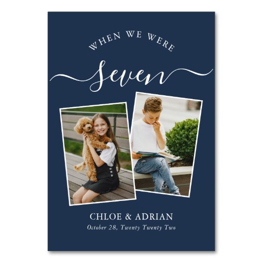 Über die Jahre paare Foto Hochzeit modern Tischnummer (Vorderseite)