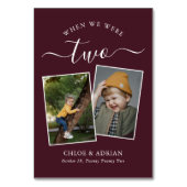 Über die Jahre paare Foto Hochzeit modern Tischnummer (Rückseite)