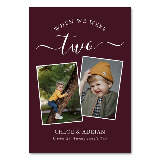 Über die Jahre paare Foto Hochzeit modern Tischnummer (Vorderseite)