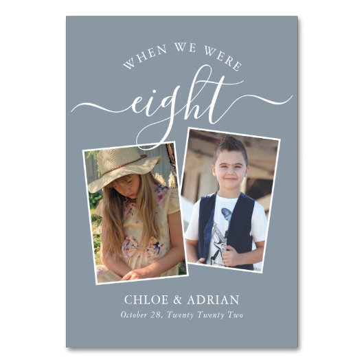 Über die Jahre paare Foto Hochzeit modern Tischnummer (Vorderseite)