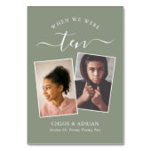 Über die Jahre paare Foto Hochzeit modern Tischnummer (Rückseite)