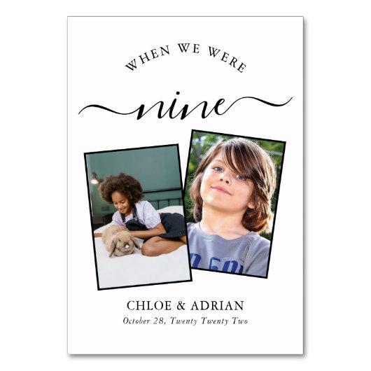 Über die Jahre paare Foto Hochzeit modern Tischnummer (Vorderseite)