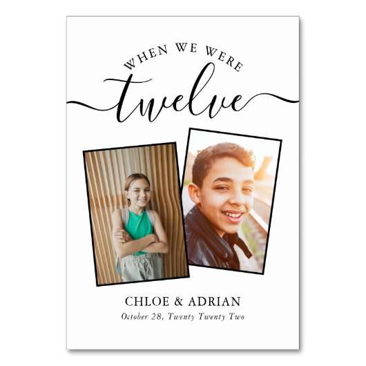 Über die Jahre paare Foto Hochzeit Moderne Tabl Tischnummer (Vorderseite)