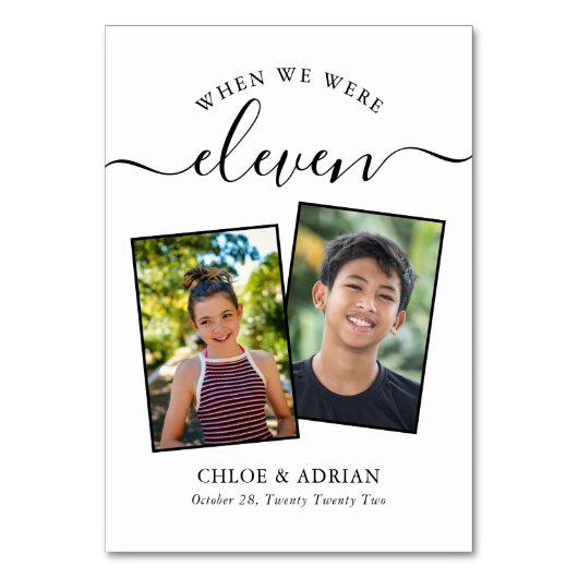 Über die Jahre paare Foto Hochzeit Moderne Tabl Tischnummer (Vorderseite)