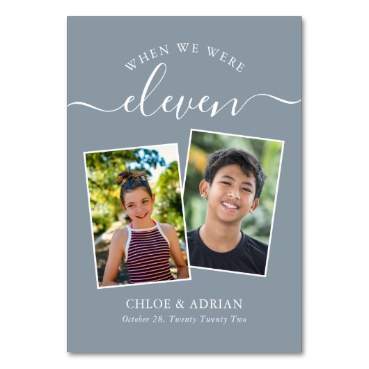 Über die Jahre paare Foto Hochzeit Moderne Tabl Tischnummer (Vorderseite)