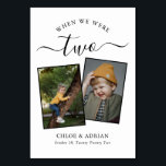 Über die Jahre paare Foto Hochzeit Moderne Tabl Tischnummer<br><div class="desc">Erinnern Sie sich an Ihre Hochzeitsempfang-Tischnummern - Diese eleganten, einfachen Tischnummern bieten Ihnen die Möglichkeit, ein Foto der Braut und des Bräutigams im gleichen Alter wie die Tischnummer, die Braut- und Bräutigamen und das Hochzeitsdatum einzufügen. Die Hintergrundfarbe ist klassisch weiß mit schwarzem Text, aber diese können in jede Farbe geändert...</div>