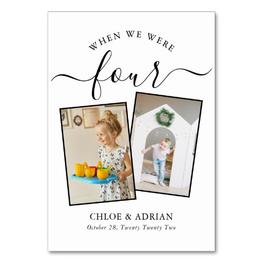 Über die Jahre paare Foto Hochzeit Moderne Tabl Tischnummer (Vorderseite)