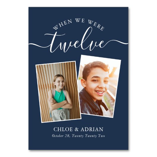 Über die Jahre paare Foto Hochzeit Moderne Tabl Tischnummer (Vorderseite)