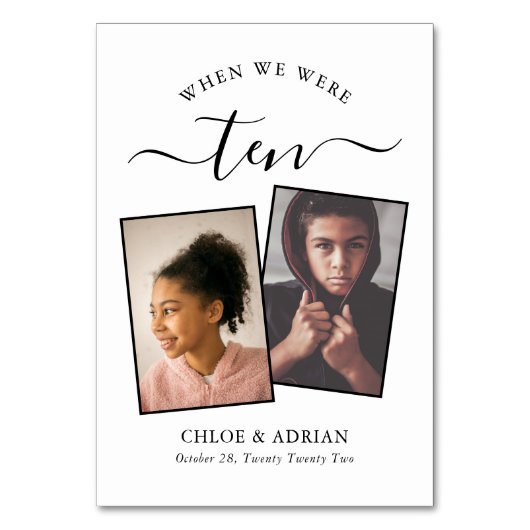 Über die Jahre paare Foto Hochzeit Moderne Tabl Tischnummer (Rückseite)