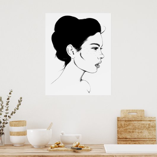 Über die Moderne der Girl Art Print Poster (Küche)