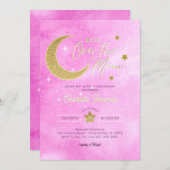 Über die Mond Baby Girl Dusche Einladung (Vorne/Hinten)