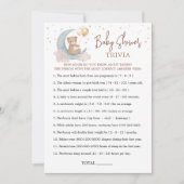 Über die Mond Baby Shower Baby Trivia Spielkarte Einladung (Vorderseite)