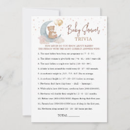 Über die Mond Baby Shower Baby Trivia Spielkarte Einladung