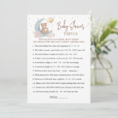 Über die Mond Baby Shower Baby Trivia Spielkarte Einladung (Stehend Vorderseite)