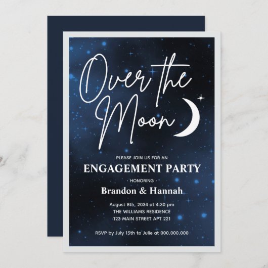 Über die Moon Engagement Party Einladung (Vorne/Hinten)