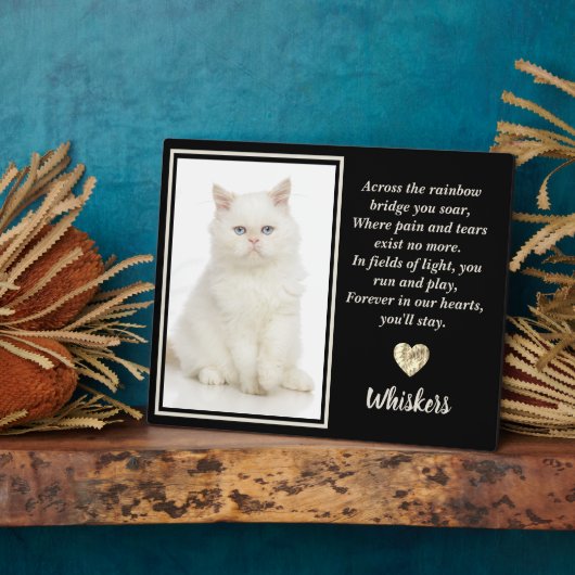 über die Regenbogenbrücke, weißer Hund Fotoplatte (Seite)