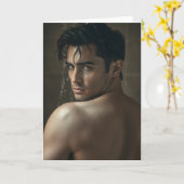 Über-die-Schulter-Hot-Guy-Grußkarte Karte (Gelbe Blume)