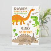 Über Dinosaurier zum Geburtstag einladen Einladung (Stehend Vorderseite)