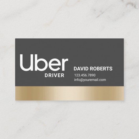 Uber Driver Modern Gold Border Reference Empfehlungskarte (Rückseite)