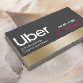 Uber Driver Modern Gold Border Reference Empfehlungskarte