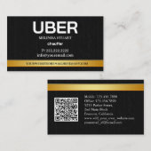Uber Driver Modern Gold Border Referral QR CODE Visitenkarte (Vorne/Hinten)