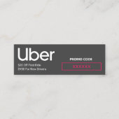 Uber Driver Promo Code Referenz Mini Visitenkarte (Vorderseite)