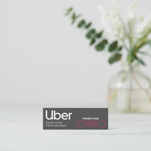 Uber Driver Promo Code Referenz Mini Visitenkarte (Stehend Vorderseite)