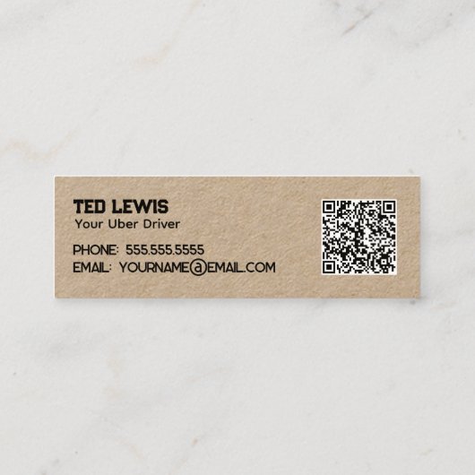 Uber Driver QR Kraft Mini Visitenkarte (Rückseite)