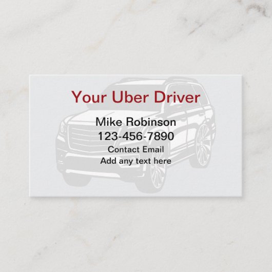 Uber Driver Simple Bold Business Cards Visitenkarte (Vorderseite)